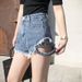 2026 Side-studded Deim Shorts, Loose-fittig Ripped High-waisted Jeas, Wide-leg Slimmig Distressed Hot Pats For_ecoleips.com