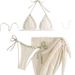 European American Style Solid Color Triangle Cup Strap Bikini Two Piece Sexy Swimwear Set_ecoleips.com