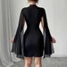 Women's Clothing Women's Round Neck Ribbed Chiffon Cape Dress Style Hip Dress For Formal & Casual For Women_ecoleips.com