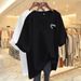 Summer New Fashion Women's Printed T-Shirt Mid-Length Short Sleeve Loose Fit Round Neck Cross Border Style No Bottom Look_ecoleips.com