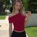 Women's Off-Shoulder T-Shirt European American Style Irregular Button Decoration Waist Cinching Short Sleeve Top New Arrival 2025_ecoleips.com