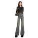 Orange Silk Women's Clothing#Retro High-waisted Micro-flared Jeans For Women, New American-style Stretch Slim-fit_ecoleips.com