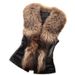Women's Clothing Adult Vest Fox Fur Collar Pu Vest_ecoleips.com