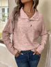 Casual Women's Grey Stand Up Collar Sweater With Button Details Autumn Style New_ecoleips.com