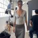 Women's Clothing Women's Slim Fit Cropped Long Sleeve Top Sexy Deep V American Style Solid Color Outerwear Autumn Winter_ecoleips.com