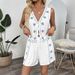 Women's Clothing Ethnic Style Holiday Leisure Embroidered Cardigan Suit Sleeveless Vest Shorts Two Piece Suit_ecoleips.com