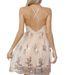 Floral Sequin Mesh Spaghetti Strap Mini Dress, Deep V Cross Back Empire Waist A-line Cocktail Party Dress 3 Color_ecoleips.com