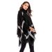 Cape Sweater – Asymmetrical Fringe Poncho With High Neck (Oversized Batwing Sleeves, Red/Black Plaid)"_ecoleips.com