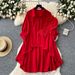 Women's Korean Dongdaemun Style Casual Shirt Relaxed Vibe Three Dimensional Floral Design Irregular Loose Batwing Sleeves_ecoleips.com