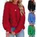 Aria Basics Aria Basics 2025 Autumn Winter New Cross-Border European American Foreign Trade Pom-Pom Knit Loose Long Sleeve Pullover_ecoleips.com