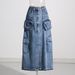 Denim For Women 2025 Spring New Ins Style High Waist Slimming A-line Niche Design Frayed Hem Fishtail Skirt_ecoleips.com