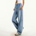 Light Blue High-Waisted Curved Hem Jeans For Women – Loose Fit Wide-Leg Denim Pants With Relaxed Streetwear Vibe (Summer Staple)_ecoleips.com