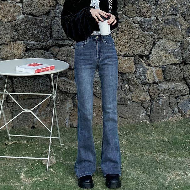 Women's Flared Jeans 2026 Spring Autumn New Style High-waisted Slimming And Height-enhancing Straight-fit Petite_ecoleips.com