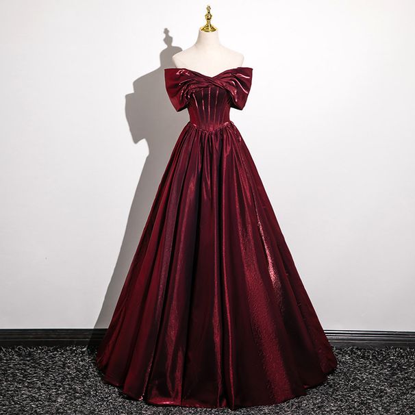 Burgundy Wedding Dress Bride 2026 New Model, Long Style, Slimming, Off-shoulder, Suitable For Art Exams, Solo_ecoleips.com