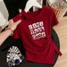 Women's Clothing Women's Irregularly Patterned Hollow Out Printed Short Sleeve T-Shirt Stylish Summer Design Fashionable Pleated Top_ecoleips.com