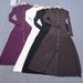 Elegant Polo Collar Knit Dress For Women - Long Sleeve A-Line Modal Blend Dress With Button Front, High Waist, And Flowy Fit - Perfect For Casual_ecoleips.com