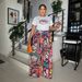 Women's Clothing Fashion Print Two Piece Suit Round Neck Short Sleeved Top Loose And Comfortable Trousers Wide Leg Pants_ecoleips.com