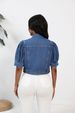 K New Short Sleeved Denim Jacket For Women With Bubble Sleeves_ecoleips.com