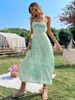 Floral Print Tie Waist Sleeveless Dress Gathered Bust Backless Slim A-Line Women's Dress_ecoleips.com