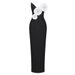 Women's Clothing Elegant Women's Strapless Floral Slit Dress V Neck High-End Style Summer Black Formal Wear_ecoleips.com