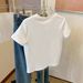 Women's Slim Fit T-Shirt Summer Style European American Bow Pearl Print round Neck Short Sleeve Casual Elegant Fashion_ecoleips.com