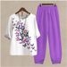 Women's Clothing Women's Three Quarter Sleeve Printed Top And Pants Set Spring_ecoleips.com