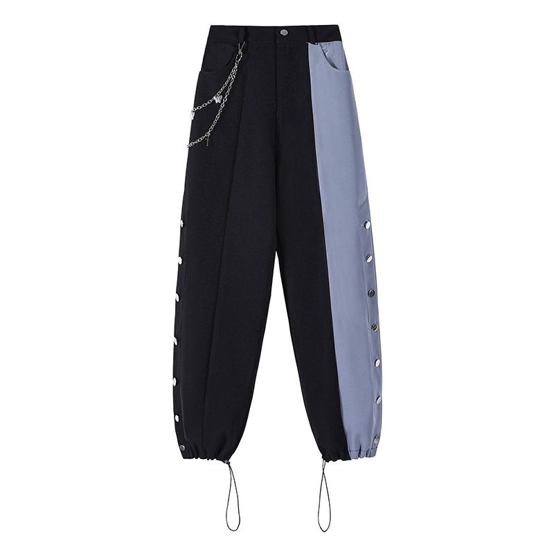 women's clothing black plaid chain jeans for women spring design high waist slim straight wide leg pants_ecoleips.com