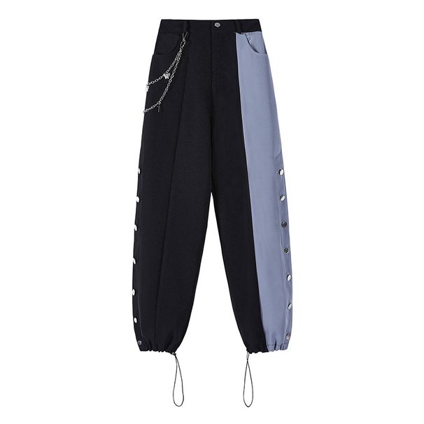 women's clothing black plaid chain jeans for women spring design high waist slim straight wide leg pants_ecoleips.com