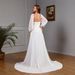 Women’s Clothing sexy long sleeved V neck wedding wedding dress lace stitching tail_ecoleips.com