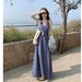Plaid Slimming Design Dress With Hanging Neck And Long Skirt_ecoleips.com