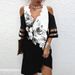 Summer V-Neck Positioning Flower Mesh Short Sleeve Dress Fashion Women's Wear_ecoleips.com