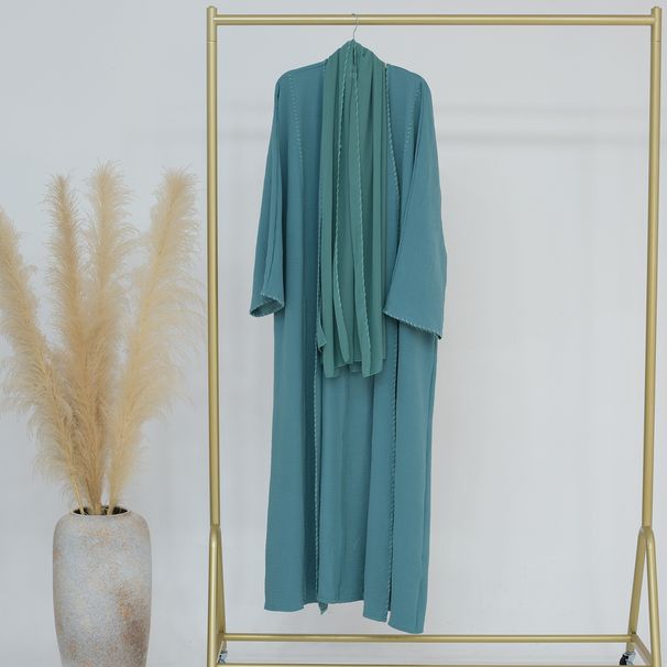 Loriya 2025 Fashion Dubai Turkey Elegant Cardigan And Headscarf Two-Piece Set LR825_ecoleips.com
