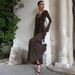 2025 Autumn New Fashion Women's Clothing Hot Selling In Europe And America Ruffled Tie Long Sleeve Waist-Cinching Dress_ecoleips.com