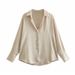 Verve New Autumn Women's Fashion Versatile Satin Texture Draped Long Sleeve Shirt For Women2197745_ecoleips.com