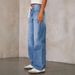 Women's Straight Leg Denim Pants European American Style Lace Up High Waist Trousers Fashionable Casual Fit_ecoleips.com