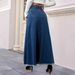 Summer New Women's Large Skirt Patchwork Denim A-Line Long Skirt With Frayed Edges Style Clothing_ecoleips.com