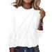 2025 Autumn/Winter New Solid Color Long Sleeve Hoodie T-shirt Round Neck Top Women's Wear_ecoleips.com