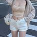 Spice Girl Mid-waist Hip Denim Shorts Summer Solid Color Basic Simple Versatile Comfortable Elastic Hip-wrapped Slim-fit Hot Pants_ecoleips.com
