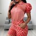 Women's Clothing Women's Fashion Red Polka Dot Casual Suit With Belt_ecoleips.com