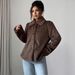 Elegant Women's Long Sleeve Plush Coat – Oversized U-Neck Trench Coat For Fall & Winter, Soft Polyester Fleece (Brown)_ecoleips.com