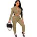 Women's Sexy Slim Fit Two Piece Suit Hooded Zipper Collar Nightclub Outfit Commuter Fashion Spring/Autumn_ecoleips.com