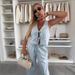 Women's Clothing Women's Fashion Denim Suit Sleeveless Vest Wide Leg Jeans Belted Spring Summer For Formal & Casual For Women_ecoleips.com