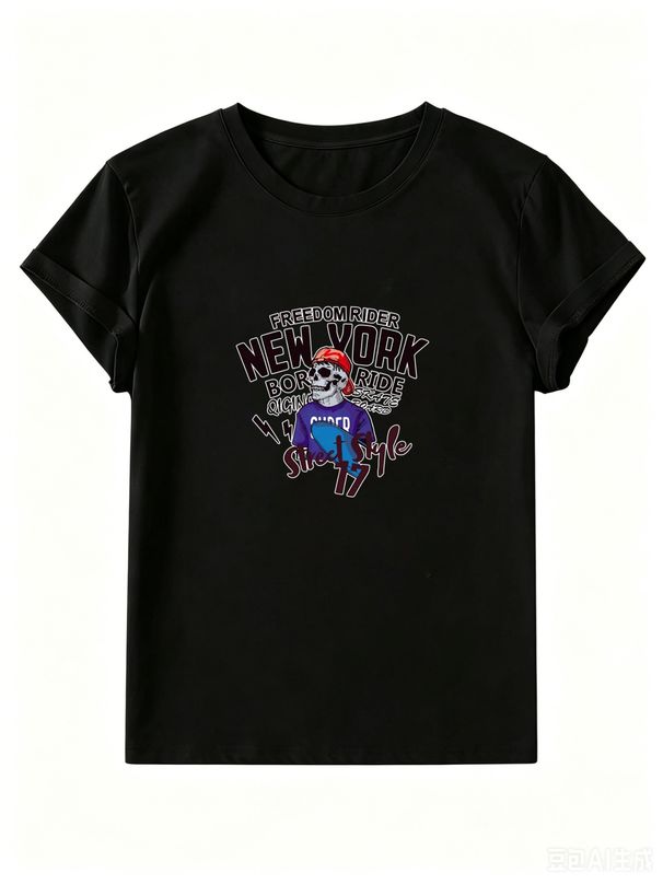 Women's Surfing Letter T-shirt, Cool And Stylish Pure Cotton Commuter Top_ecoleips.com