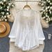 French Style Heavy Embroidery And Rhinestone Embellished Versatile Shirt For Women, Spring And Summer, Long Sleeved Loose Cardigan_ecoleips.com