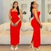 Fashion Women's Clothing Neck Hot Diamond Bubble Bead Slim Hip Dress_ecoleips.com