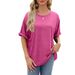 Women's Clothing Spring And Summer New Solid Color Round Neck Loose Short Sleeved T Shirt Tops Women's Spot_ecoleips.com