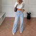 Women's High-Waisted Wide-Leg Jeans – Vintage Washed Flowy Denim Pants For Effortless Boho Chic_ecoleips.com