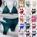 Women's Clothing New Multi Color Bikini Solid Color Split Swimsuit Three Piece Suit Fashion Bikini Swimsuit For Women_ecoleips.com