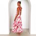 2025 Spring/Summer Women's Cross-Border Strap Dress With Elastic Waist, Shoulder Straps, And Long Flared Printed Skirt_ecoleips.com