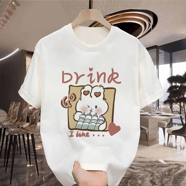 New Cotton Fashion Sense Printing Short-sleeved T-shirt Unisex Men Summer Tide Loose Hundred Tops_ecoleips.com